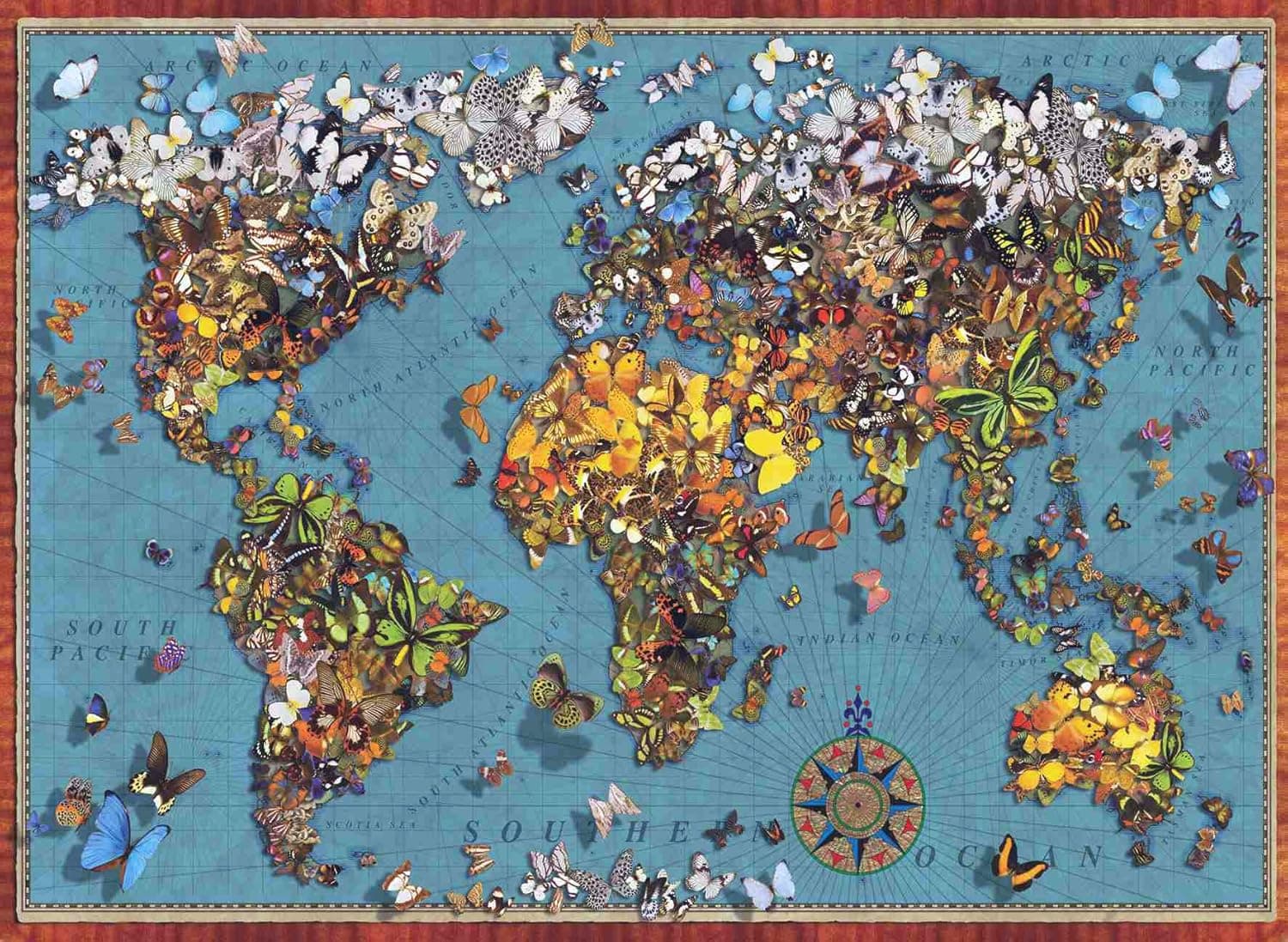Anatolian 1000Piece Jigsaw Puzzle - Butterfly World Map Jigsaw Puzzle, Multicolor