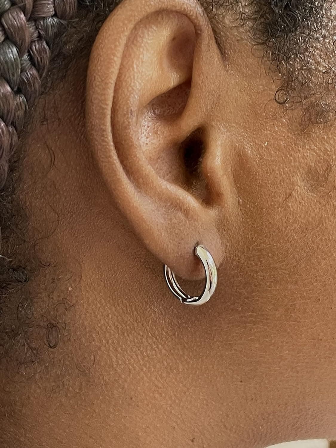 Small 14K Gold Huggie Hinged Hoop Earrings, (3mm Tube)