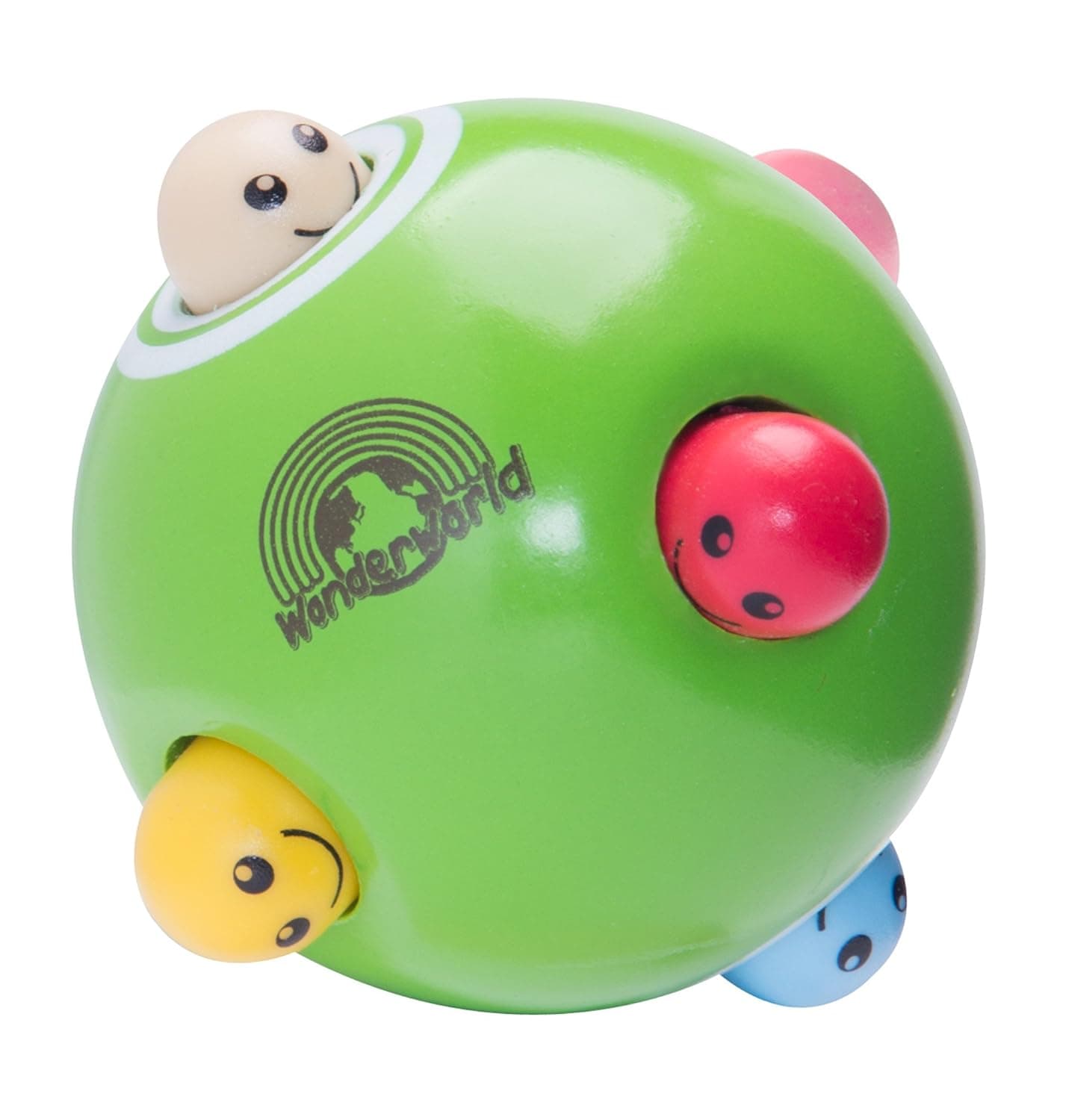 Wonderworld Hide 'N Seek Peek-A-Boo Ball Green Interactive Wooden Baby Toy - Small for Little Fingers