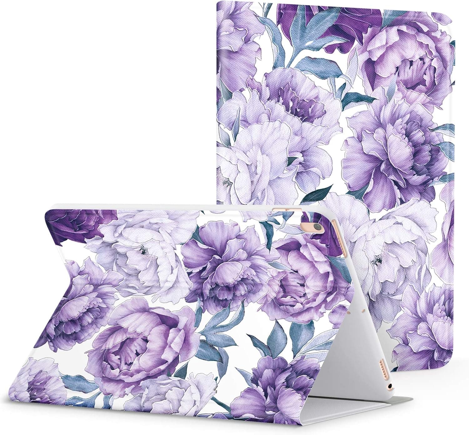 GVIEWIN Floral Pattern Case for iPad Air (3rd Gen) 10.5 2019 & iPad Pro 10.5", Adjustable Multiple Angles Stand Protective Cover Case with Auto Wake/Sleep (Blooming Flowers/Purple)