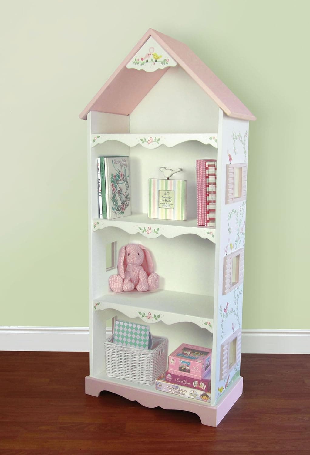 Ukid - Hand Painted Love Birds Dollhouse Bookshelf