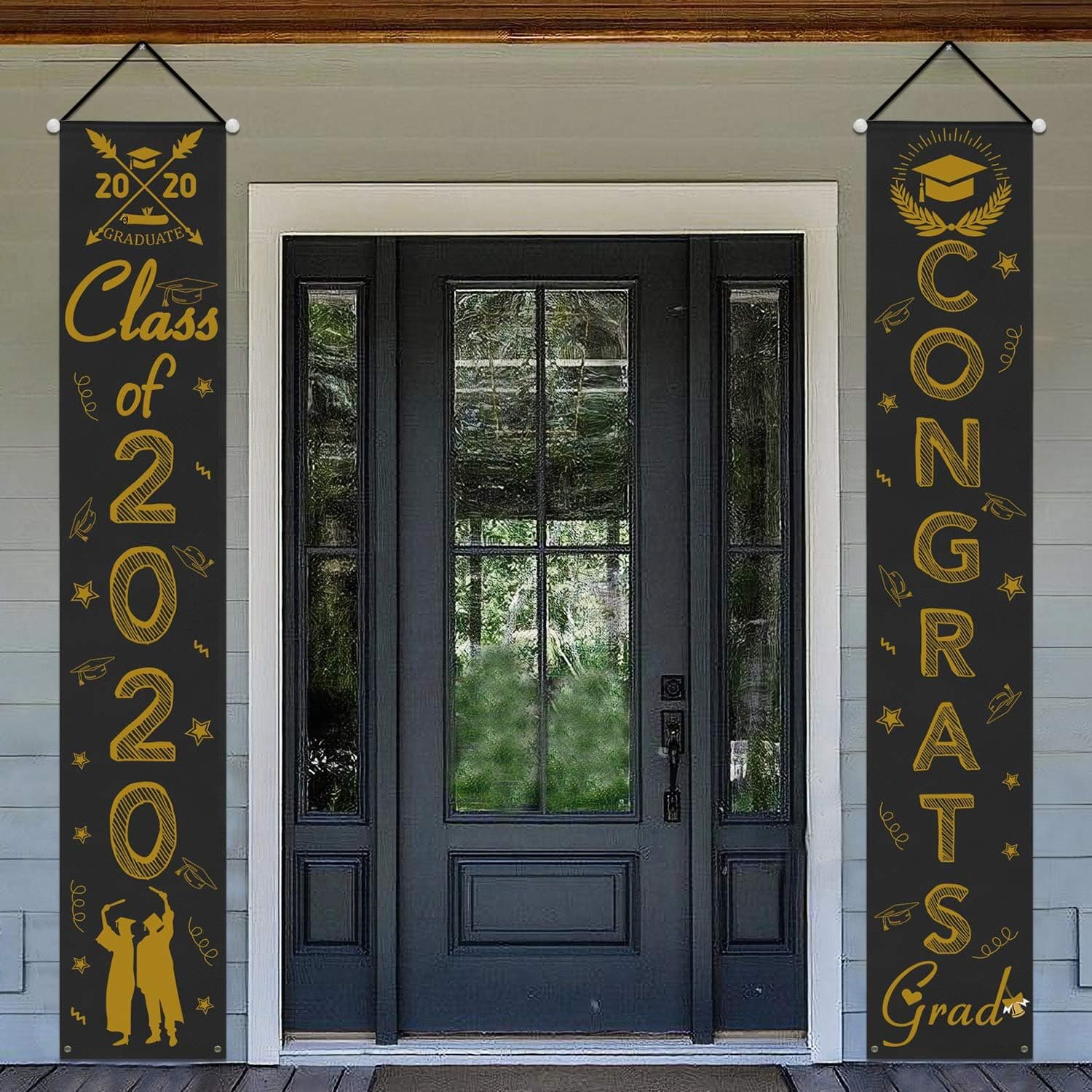 Mosoan Graduation Porch Sign - 2020 Graduation Party Decorations Outdoor Indoor - Congrats Grad & Class of 2020 Banner Sign - Graduation Home Wall Door Decor Supplies