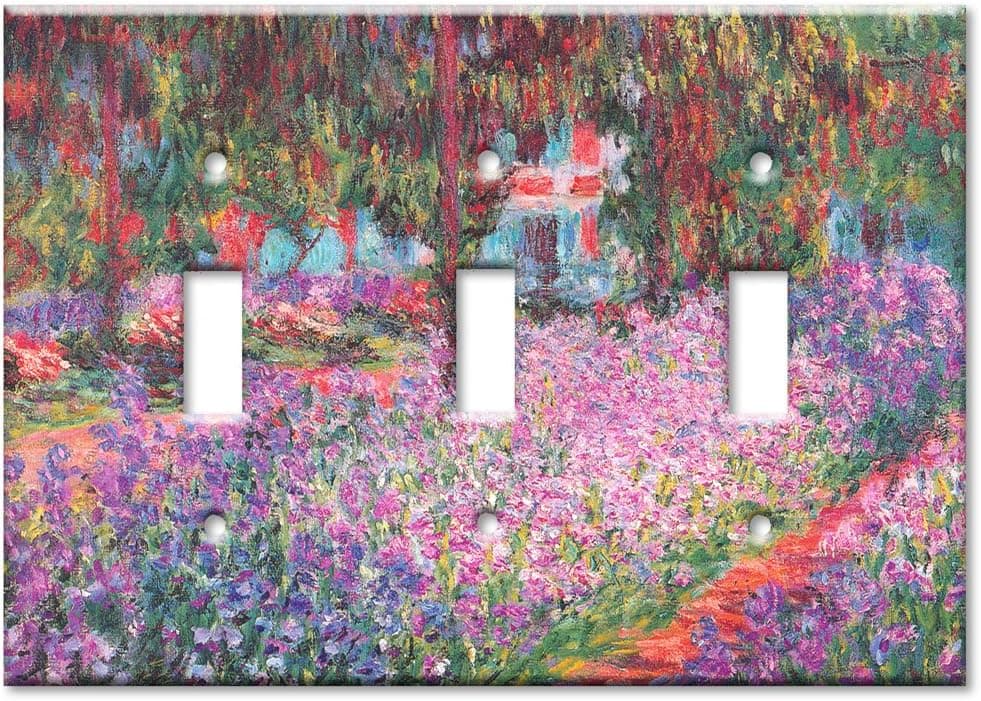 Triple Gang Toggle Wall Plate - Monet: The Artist's Garden