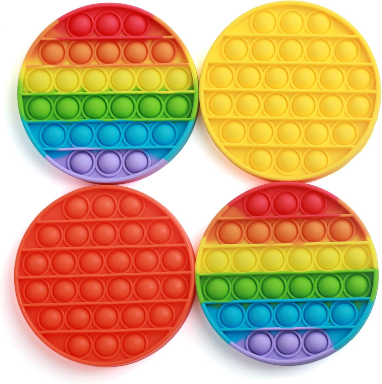 Anyuwen 4 Pack Fidget Sensory Toy Set, Rainbow Push Bubble Sensory Fidget Toy for Adult Kid Silicone Game Toys Autism Special Needs Stress Reliever Squeeze Tools for Home School Office