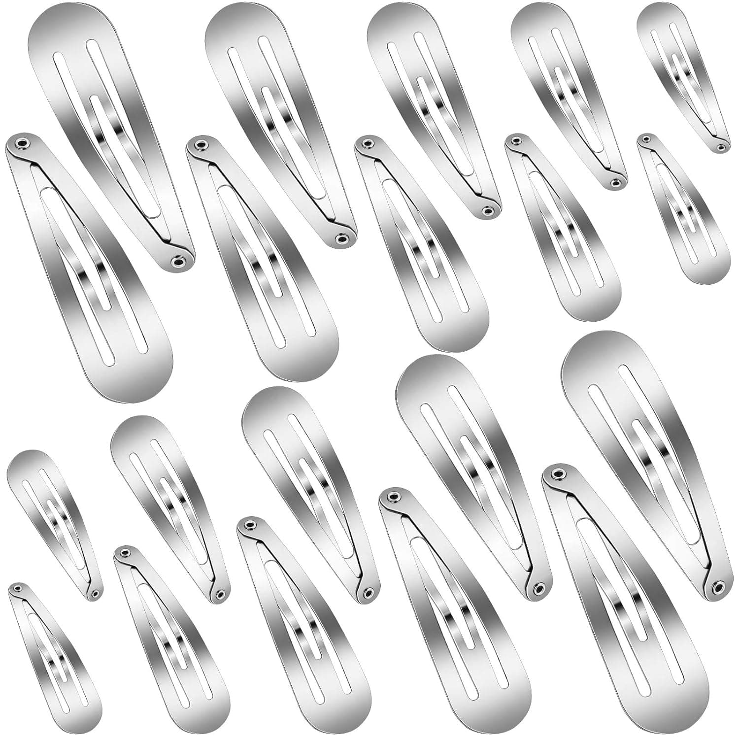 40 Piece Snap Hair Clips Women Large Metal Snap Hair Clips Nonslip Clip Hair Barrettes for Women Hair Pins for Girls Hair Accessories, 3.5 Inch, 3.1 Inch, 2.8 Inch, 2.4 Inch, 2 Inch (Silver)