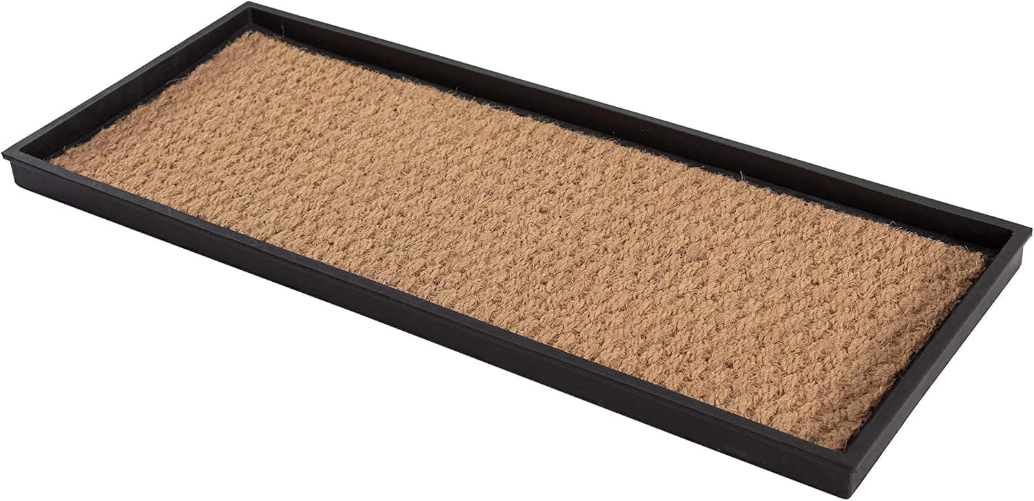 Anji Mountain Rubber Boot Tray with Coir, Fits 3 pair (34.5” wide), Tan Insert