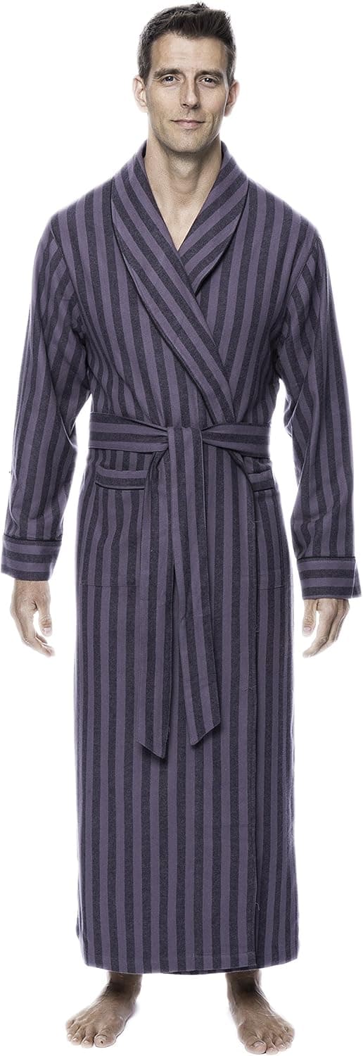 Noble Mount Mens Robe - 100% Cotton Flannel Robe, Full-Length Mens Bathrobe