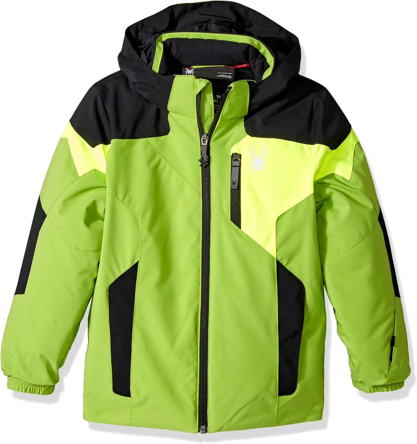 Spyder Mini Chambers Ski Jacket, Fresh/Black/Bright Yellow, Size 7