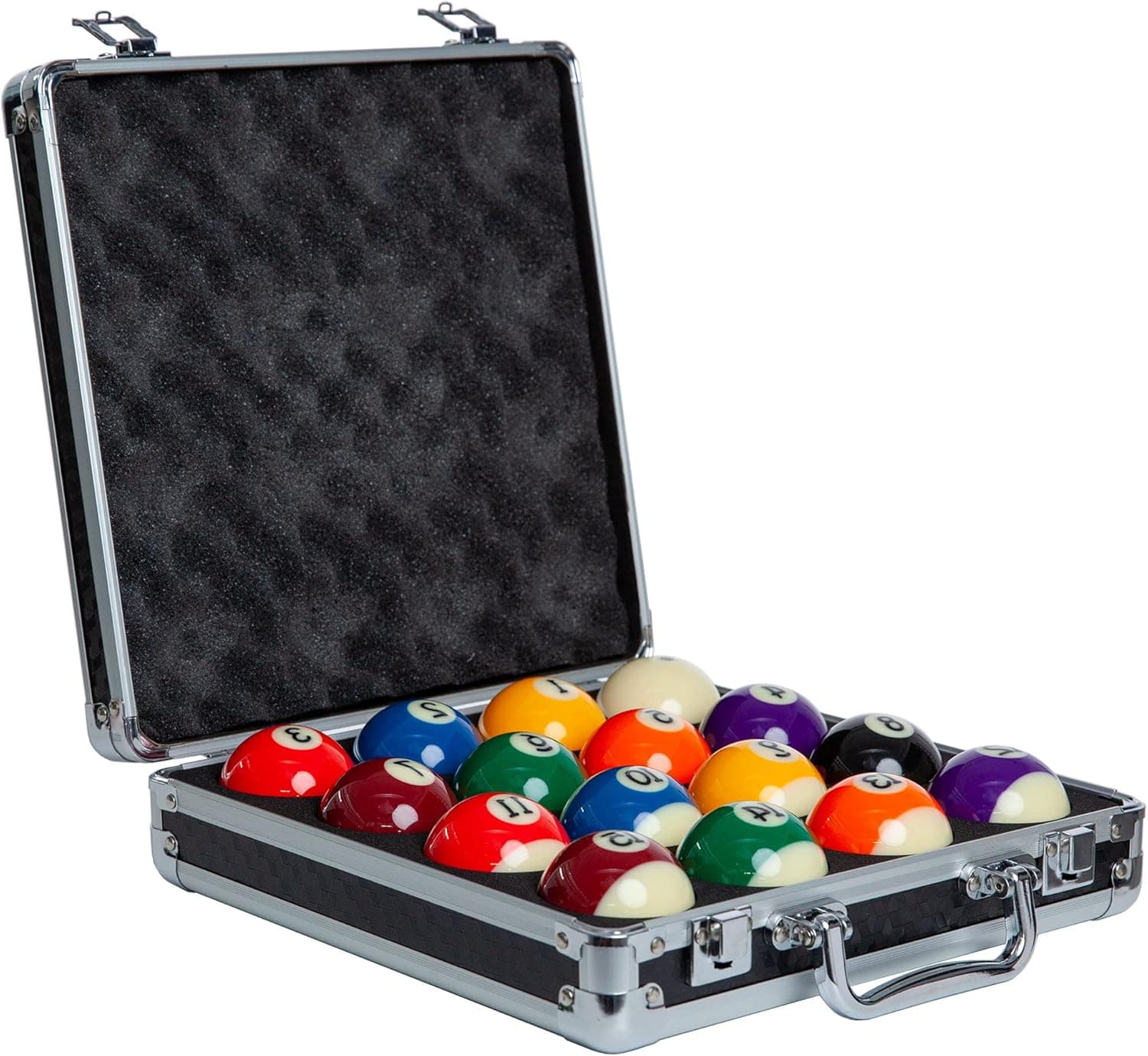 Imperium Style Pool Balls Billiard Set - Regulation Size - 17 Pc Professional Pool Set w/Cue Ball and Sleek Black and Silver Case - Multi Colored - Ball Size 2.25" 57.15mm