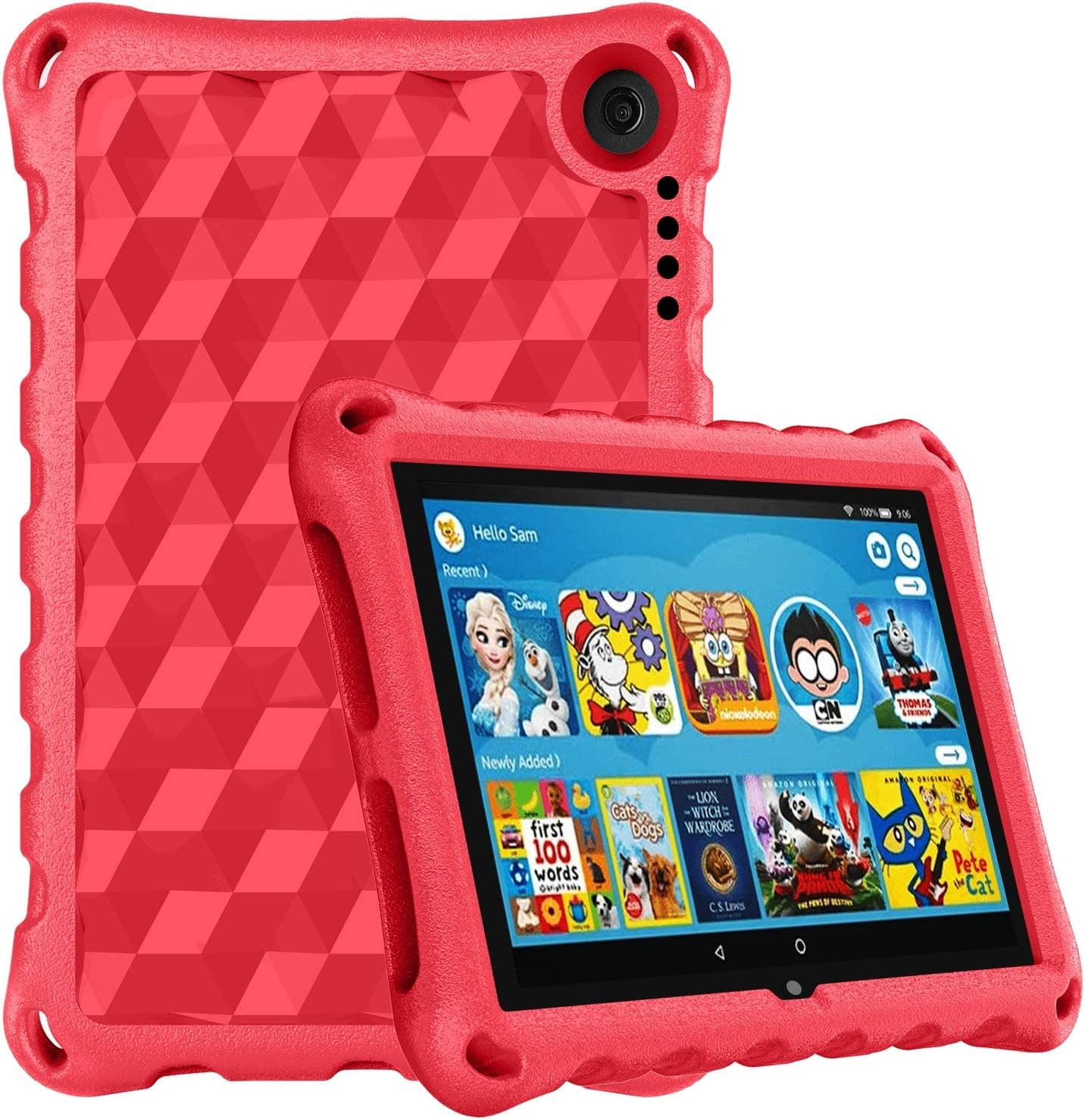 All-New 8 Plus Tablet Case,8 Case(10th Generation, 2020 Release), DiHines Light Weight/Shock-Absorption/Anti Slip/High Impact Kids Case for All-New 8 inch Tablet (Red)