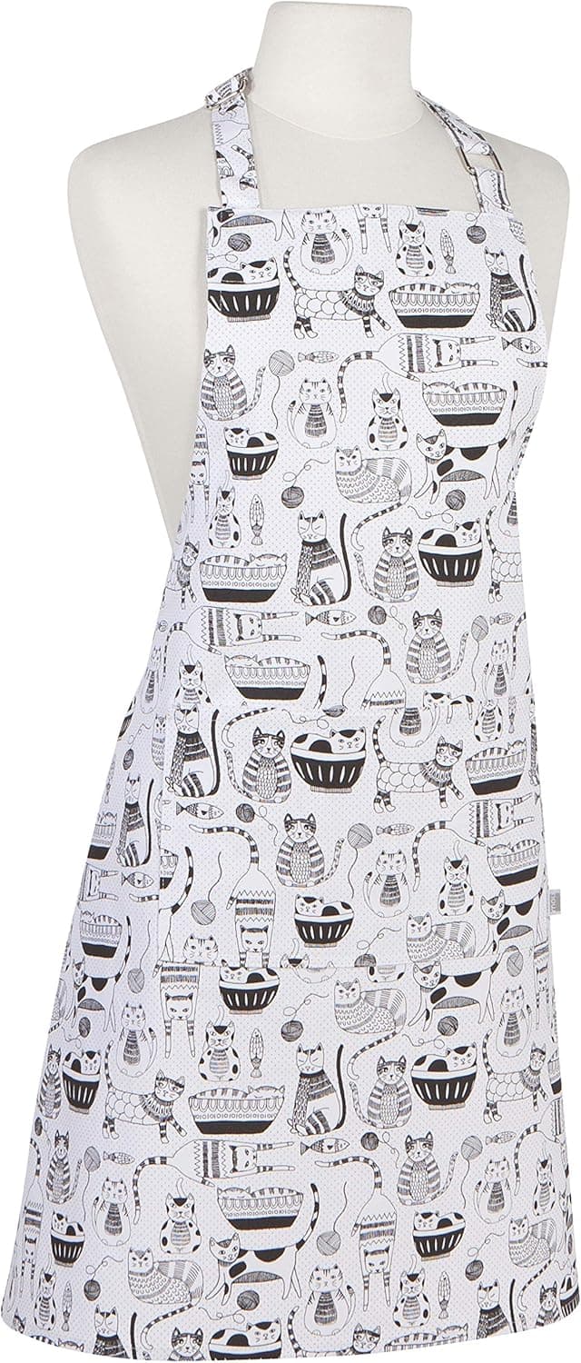Now Designs unisex adult Cat Now Designs 2500134aa Basic Cotton Kitchen Chef s Apron Purr Party Print, Purr Party, W28 x L32 inch US