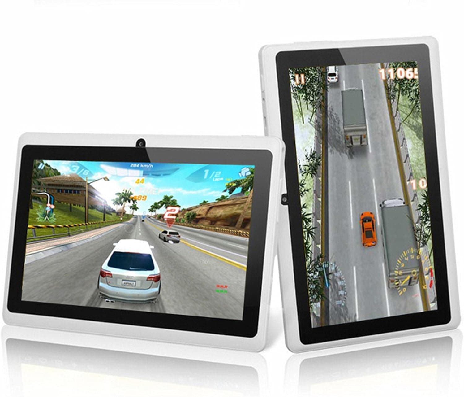 iRulu 7" Google Android 4.03 OS 5-point Capacitive Multi-Touchscreen Widescreen 4GB Computer Internet Tablet PC (Allwinner A13 1.2 GHZ + GPU Mali 400 MP) 512MB DDR3 Flash Player 11.1 Built-in Front Camera With G Sensor, White