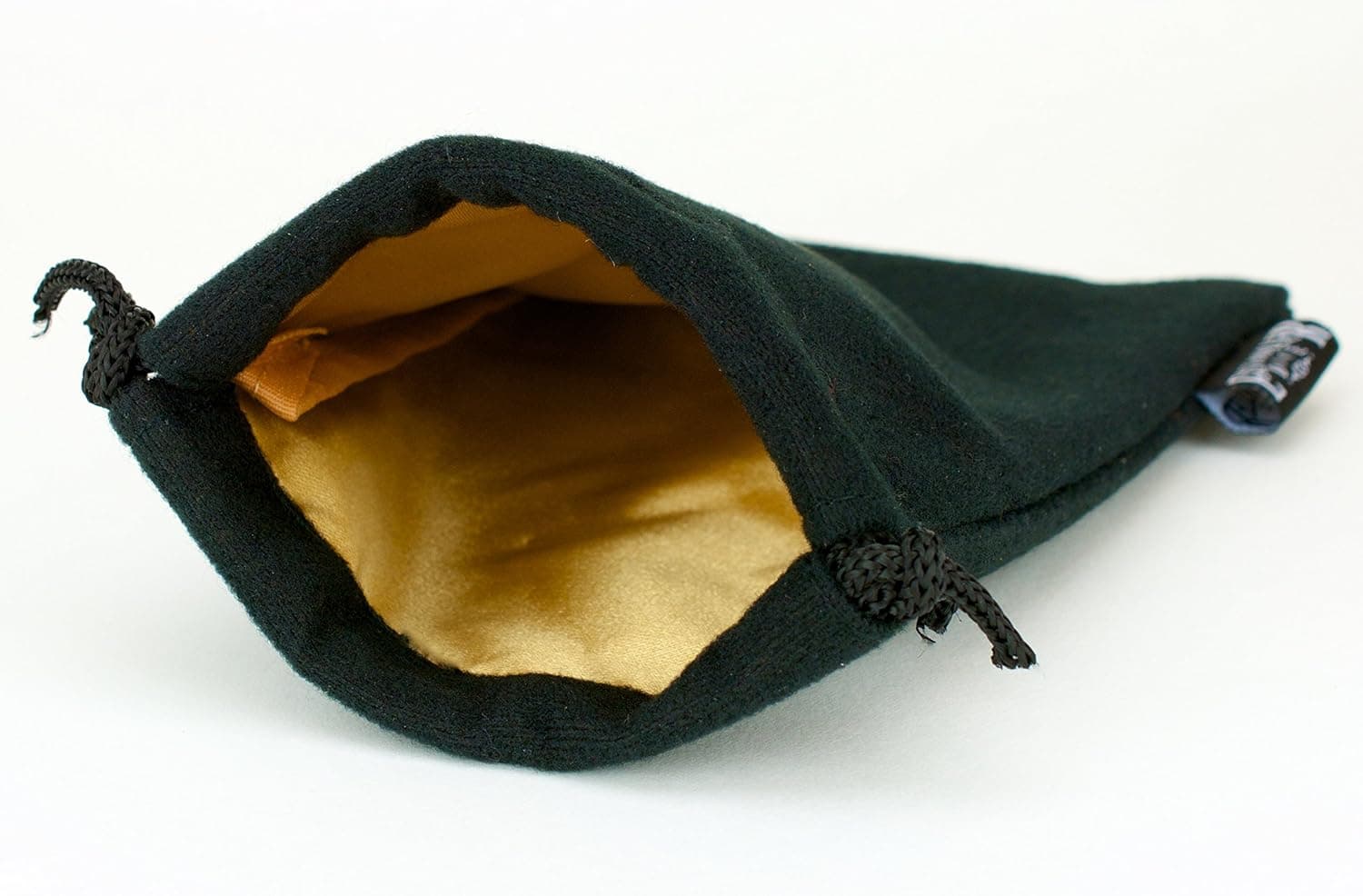 Velvet Dice Bag 5x8 Inch Deluxe Double Stitched Seam | Snag Proof Satin Lining | Holds Over 110 Dice | Gold Interior with Black Exterior | Super Sturdy