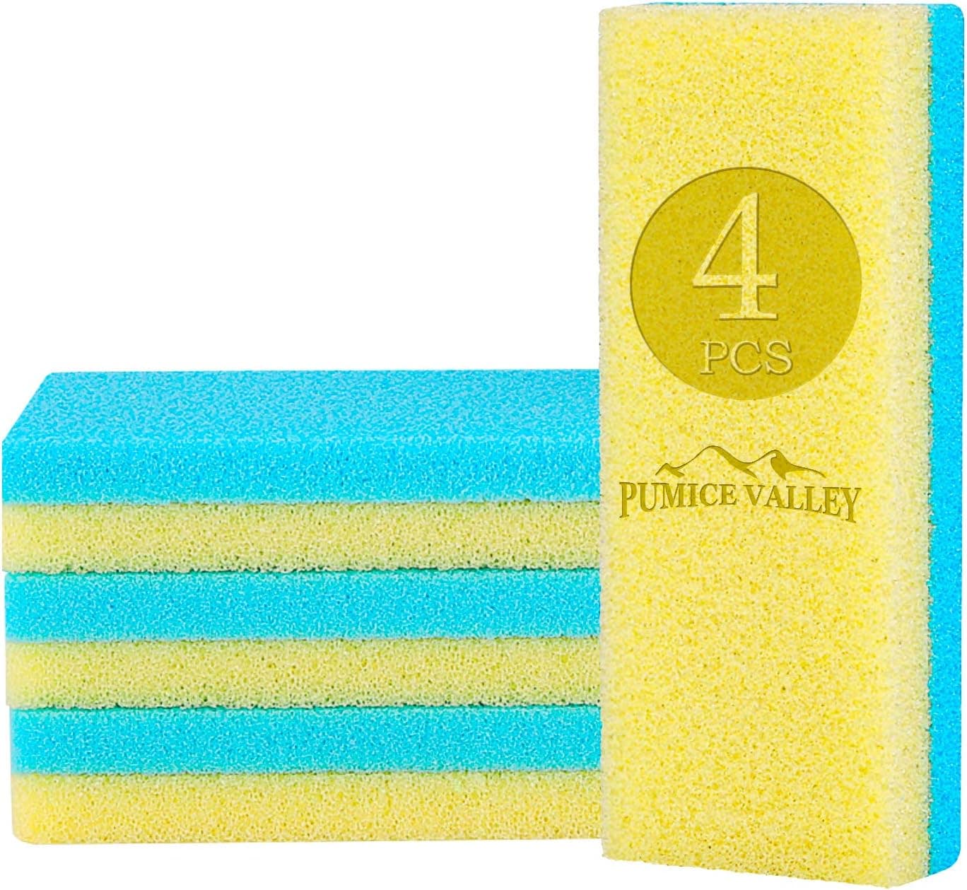 Pumice Stone for Feet 4 Pack - Double-Sided Hygienic Foot Scrubber for Callus, Rough or Dead Skin Removal - Foot Buffer for Exfoliating Heels, Toes, Hands, and Body (Foot Scrubber 4)