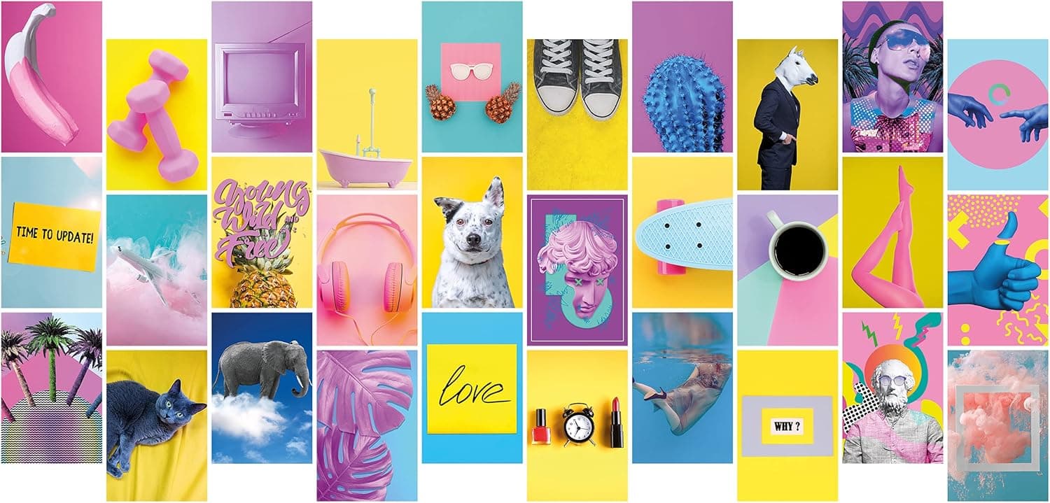 Generic Picture Collage Kit for Wall Aesthetic, IUNA Presents Pink Indie Cool Room Decor, Cute Bedroom Posters, 4X6 Inch 30 Pieces