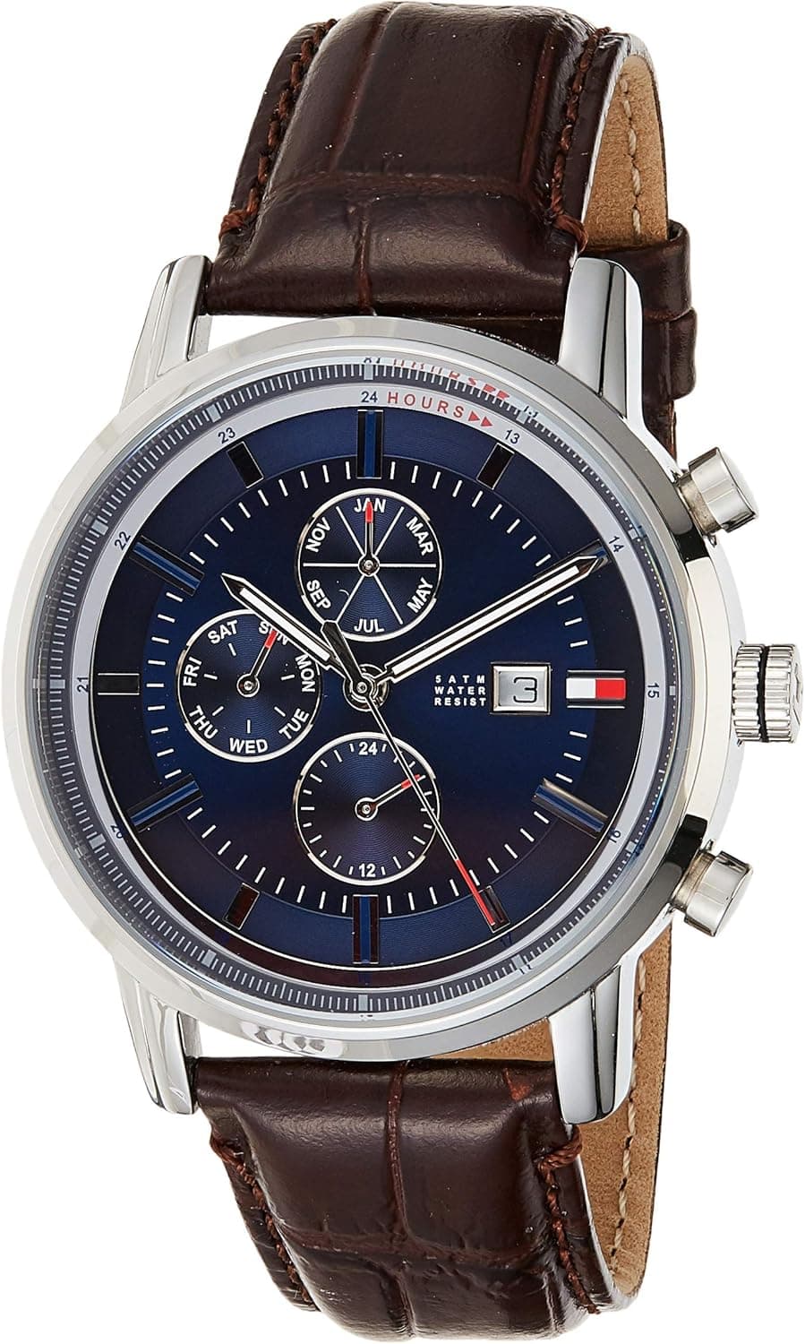 Tommy Hilfiger Men's Quartz Stainless Steel and Leather Casual Watch, Color:Brown (Model: 1791244)