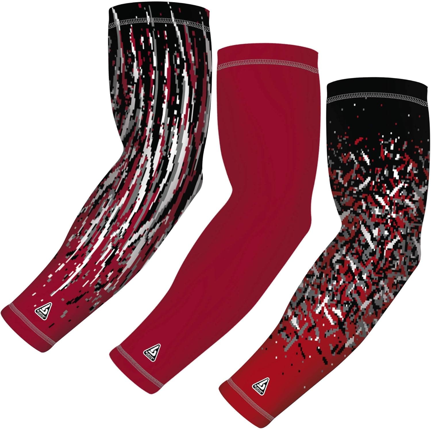 Athletic Compression Arm Sleeves for Men Women Youth Sports - Cooling UV Sun Protection & Tattoo Cover Up - 3 Single Sleeves
