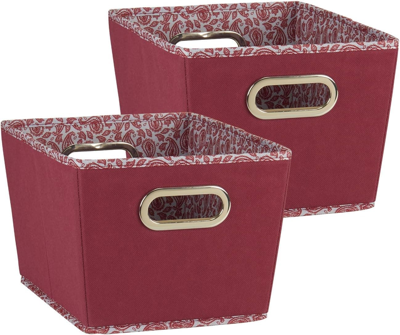 Household Essentials Small Tapered Decorative Storage Bins, 2 pc Set, Red, Burgundy, 2 Count
