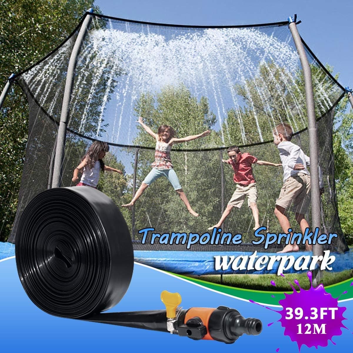 N/C Trampoline Sprinkler for Kids Outdoor Spary Water Park Fun Summer Outdoor Water Games Toys Sprinklers Backyard Water Park for Boys Girls 39 ft…