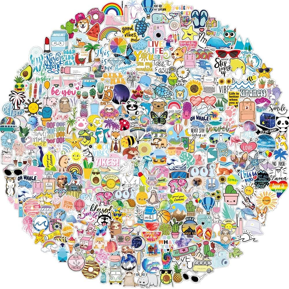 Classroom Supplies Aesthetic Stickers for Water Bottles(400pcs) Vsco Cute Reward Stickers for Teacher Supplies Hydroflask Skateboard Phone Luggage,Incentive Stickers for Teens Girls Kids
