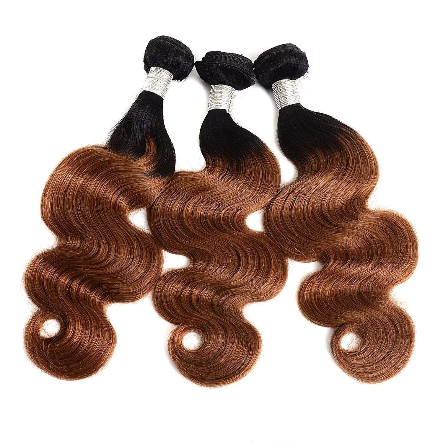 XYHair Brazilian Mink Virgin Ombre body wave Hair 3 Bundles Grade 8A 100% Unprocessed Human Hair Weave Extensions two Tone #1B/30 Color (14 16 18)