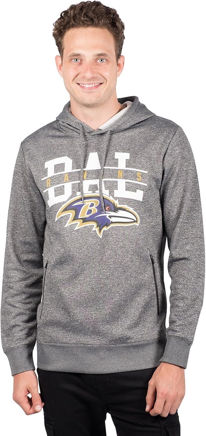 Ultra Game NFL Men's Soft Fleece Hoodie Pullover Sweatshirt With Zipper Pockets