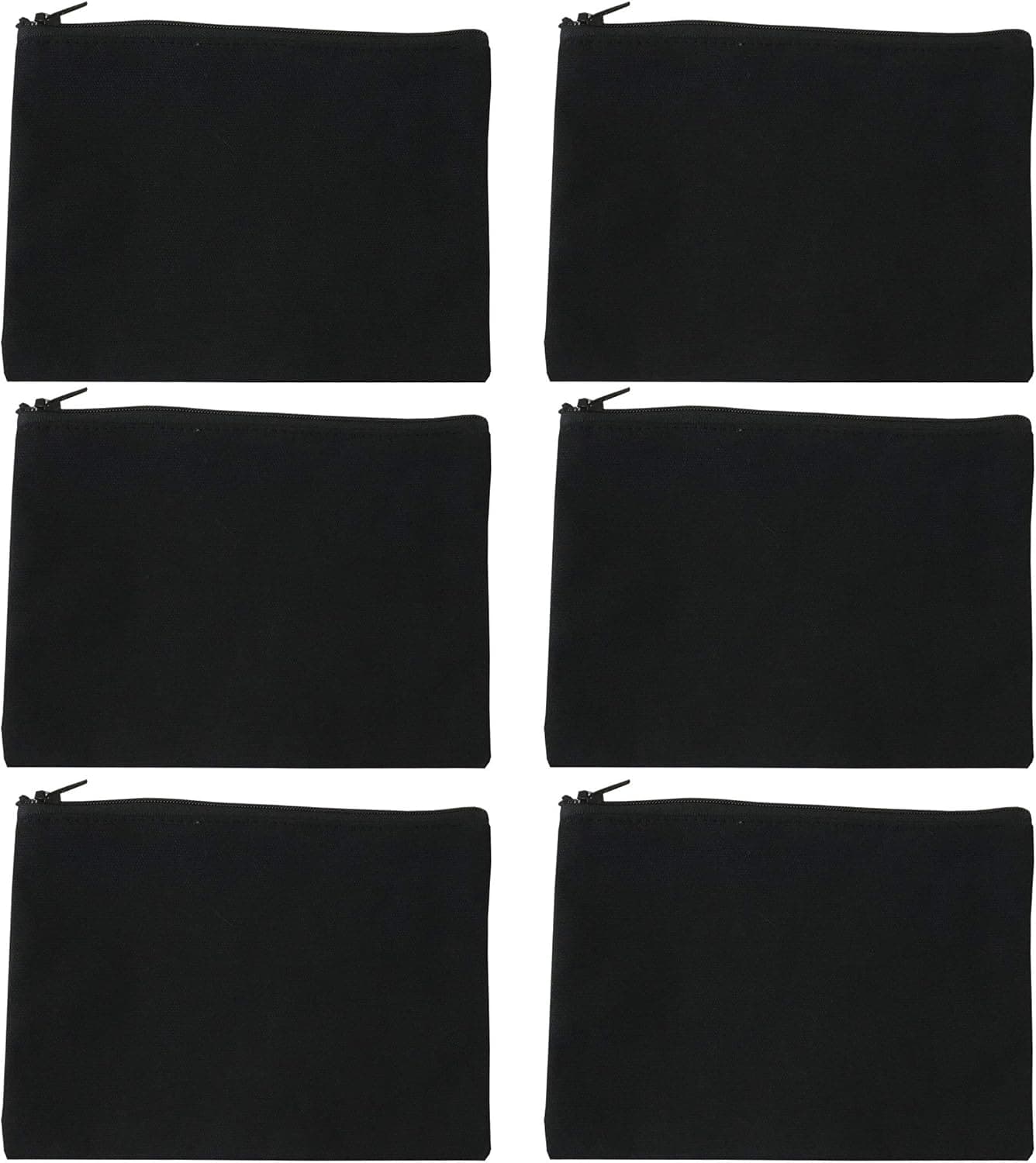 Kings Of NY Blank Black 100% Cotton Canvas Makeup Bag With Zipper 9x6 Cosmetic Pouch Bulk