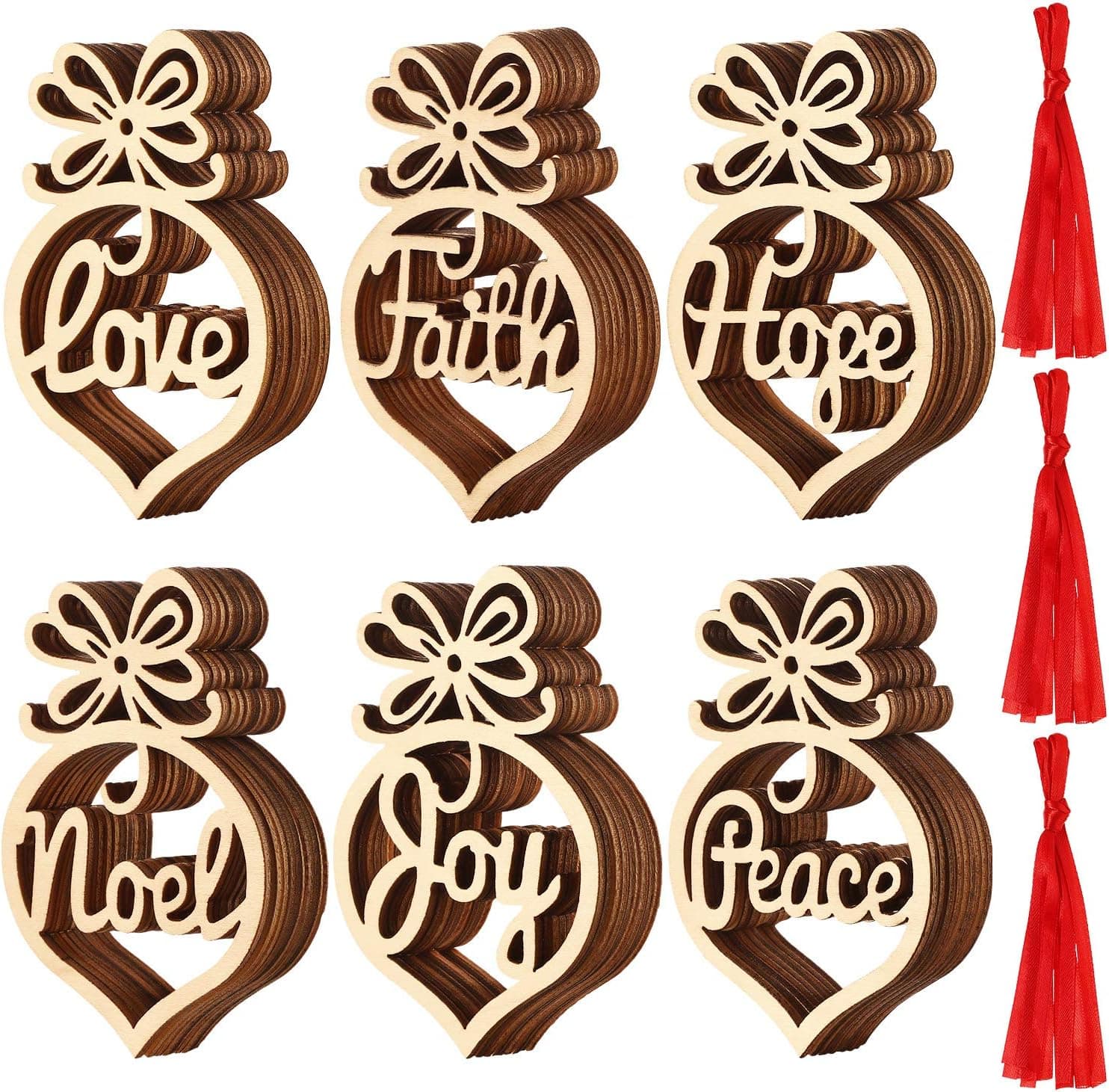 SATINIOR Christmas Wooden Ornaments Xmas Tree Hanging Tags Pendant Hollow Out Ornaments for Christmas Decorations, 6 Styles (54)