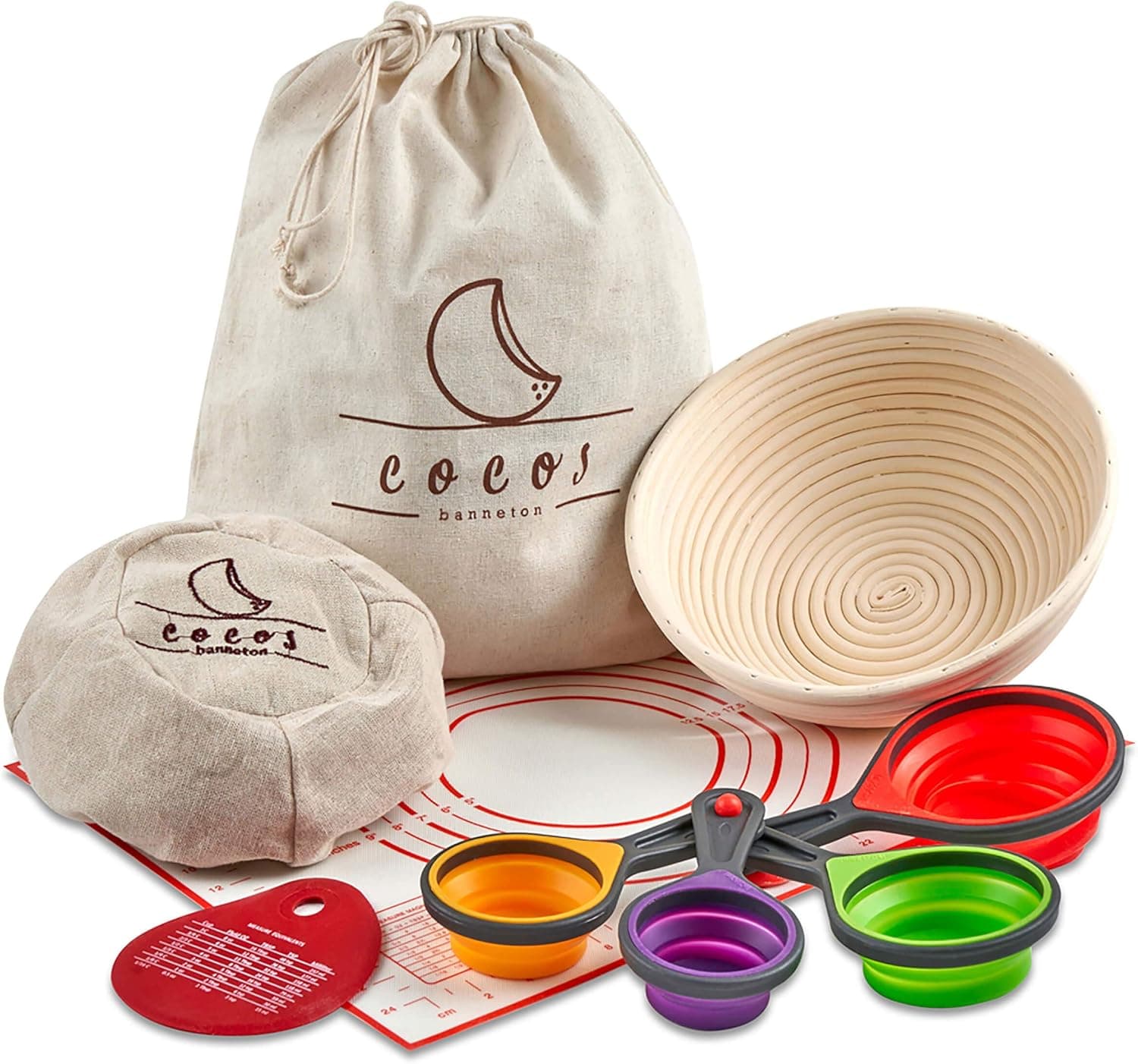 COCOS Bread Proofing Basket - Banneton , Sourdough Starter Kit , Proofing Baskets for Bread Baking , Sourdough Kit , Set , Brotform Proofing Basket