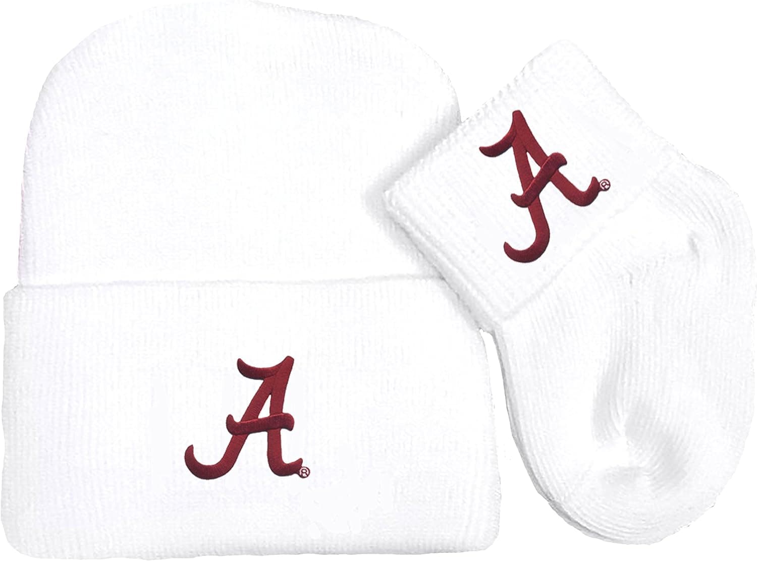 Alabama Crimson Tide Newborn Baby Knit Cap and Socks Set