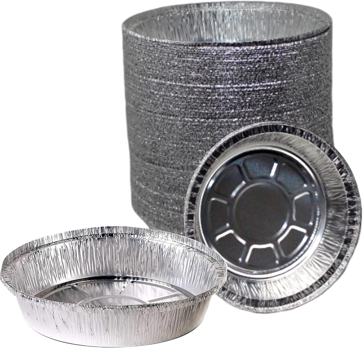 EcoQuality (250 Pack - 7 Inch Disposable Round Aluminum Foil Take-Out Pans - Disposable Tin Containers, Perfect for Baking, Cooking, Catering, Parties, Restaurants (No Lids)