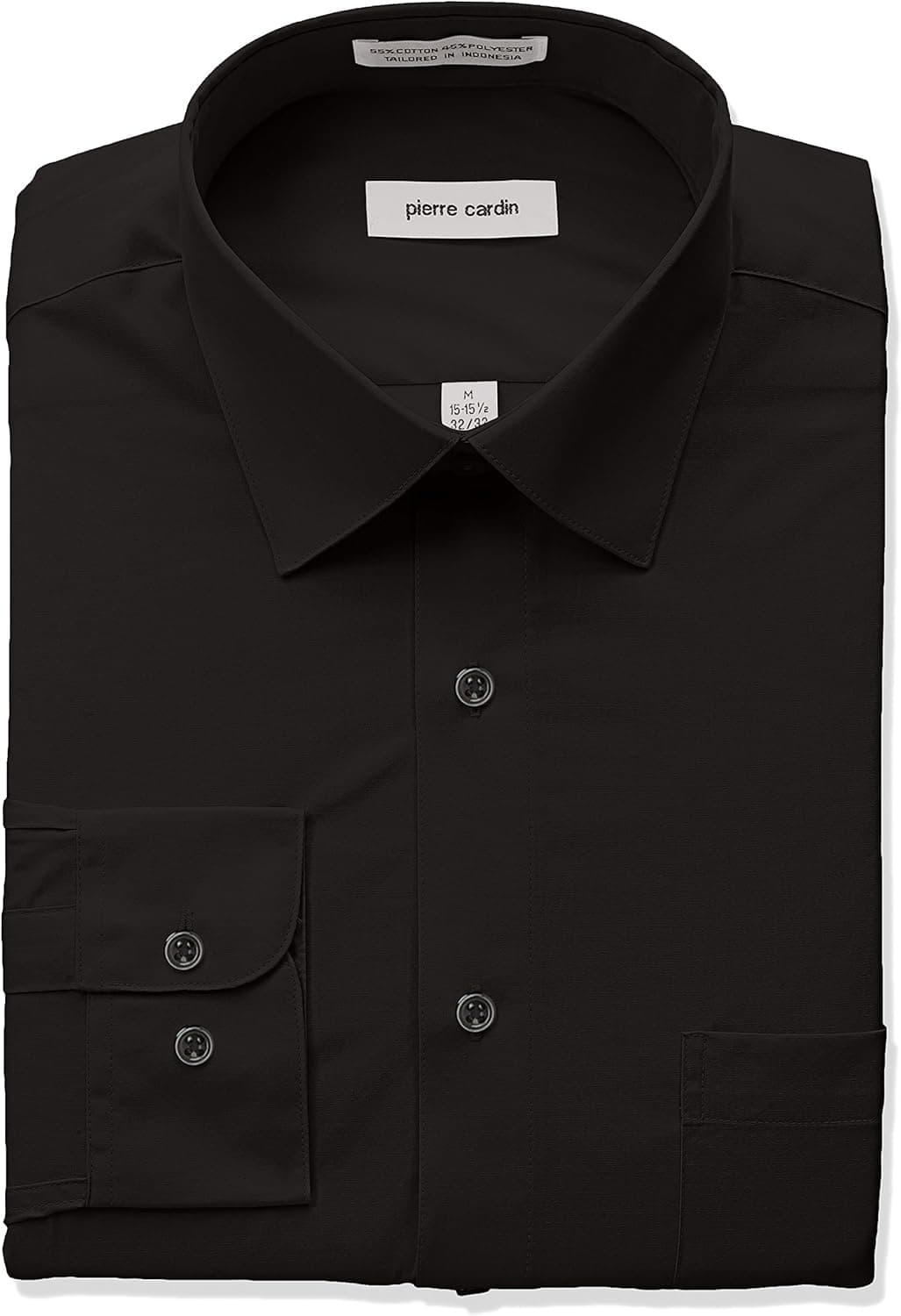 Pierre Cardin Men's Classic Fit Solid Broadcloth Semi Spread Collar Shirt