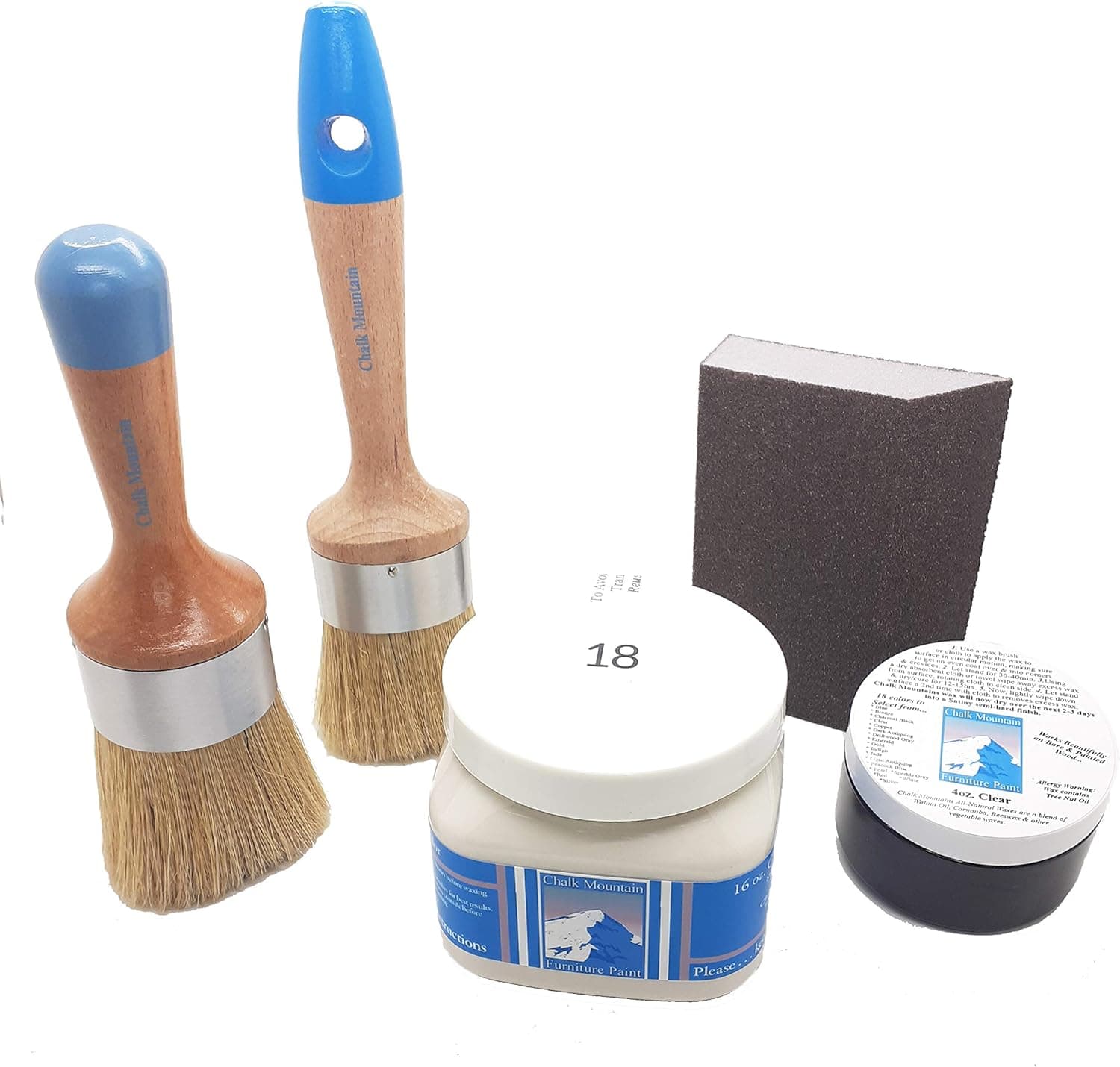 Chalk Mountain Brushes - All in ONE Chalk Furniture Paint Starter KIT - 5 Pack. (#3)