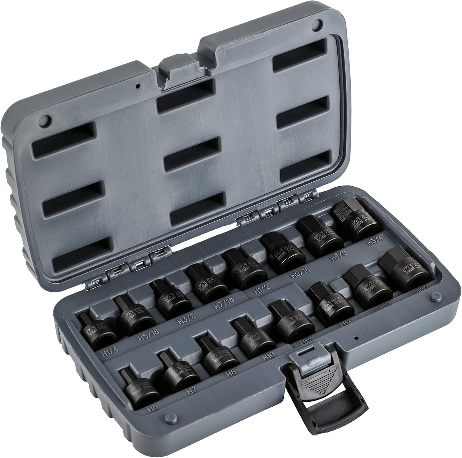 ARES 23021-16-Piece Stubby Impact SAE and Metric Hex Bit Socket Set - Chrome Moly Steel Construction and Manganese Phosphate Coating - Includes Storage Case - Designed for Impact Use