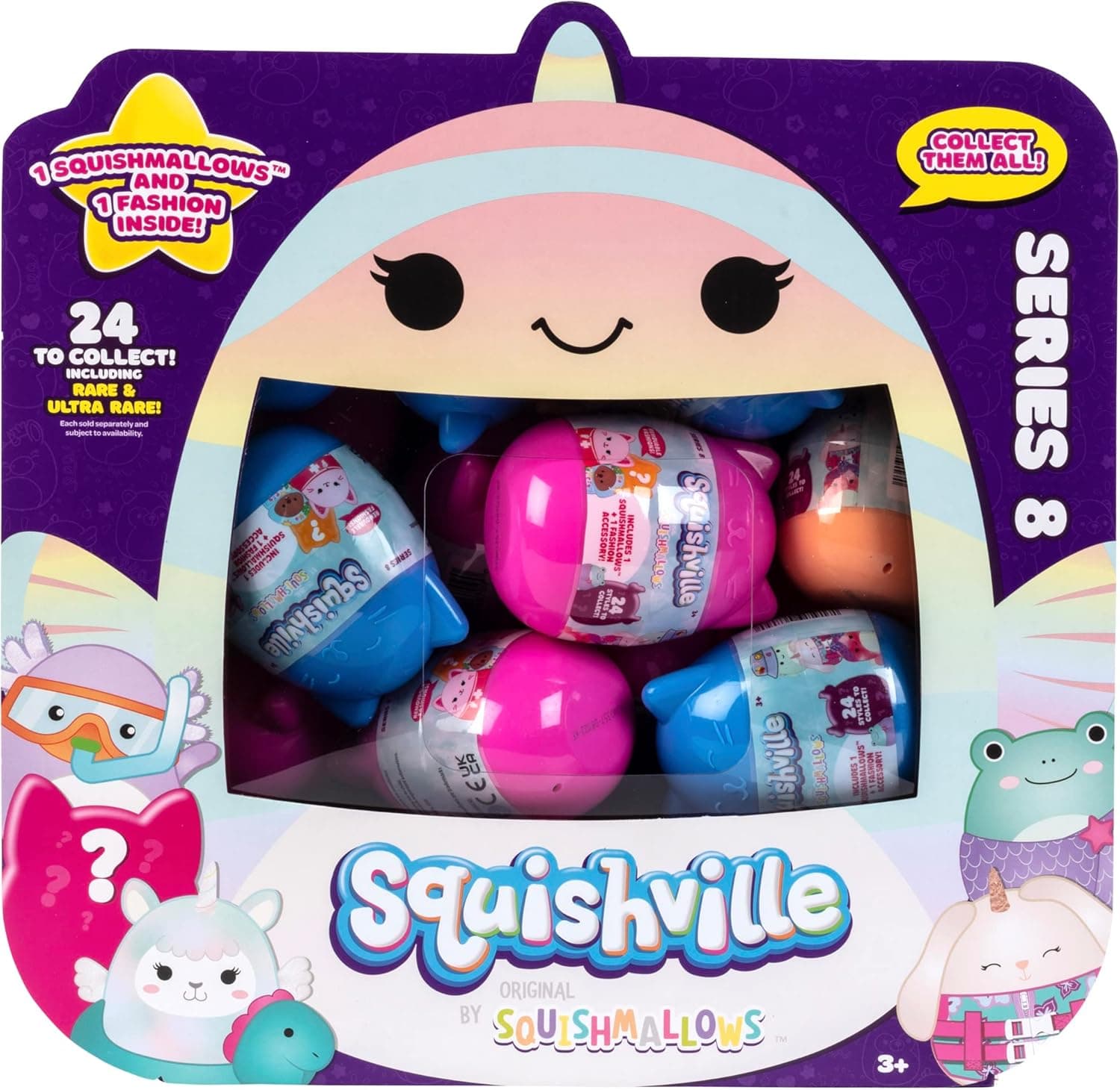 Squishville by Squishmallows, 24 Piece Egg Set - Official Kellytoy New 2023 Mini Squishmallow Series 8 - Plush & Accessories, Styles May Vary - Great Easter Gift for Kids