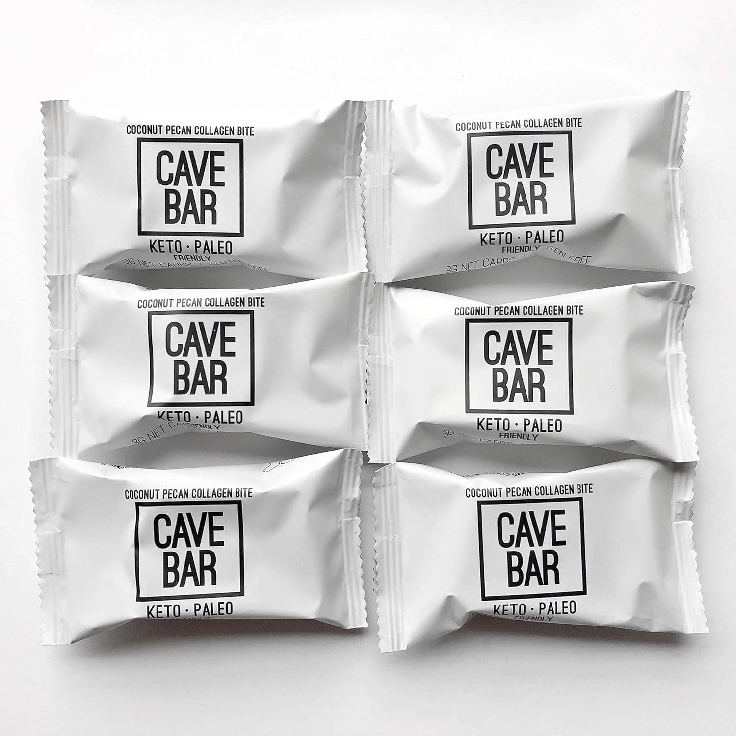 CAVE BAR- Keto Friendly Snack bar, 3 Grams net carb per bar, Stay in ketosis, Collagen, Pecan, MCT's - 6 Pack