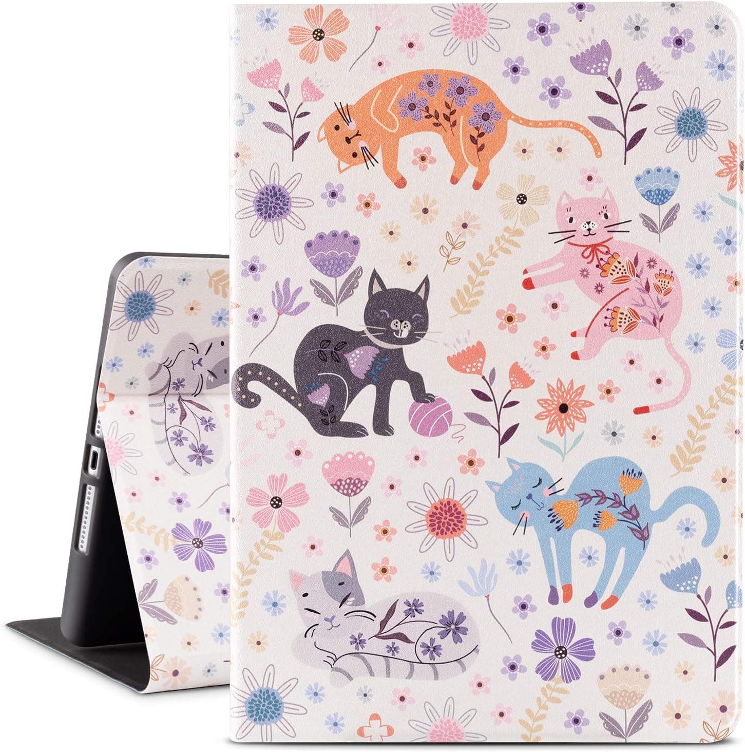 MARINAVIDA iPad 10.2 Case iPad 7th Generation 2019 Case, iPad 8th Generation 2020 Case, Full Protective Leather Case, Auto Sleep/Wake, Multi-Angle Smart Stand Cover for iPad 7th/8th Gen(Colorful Cat)