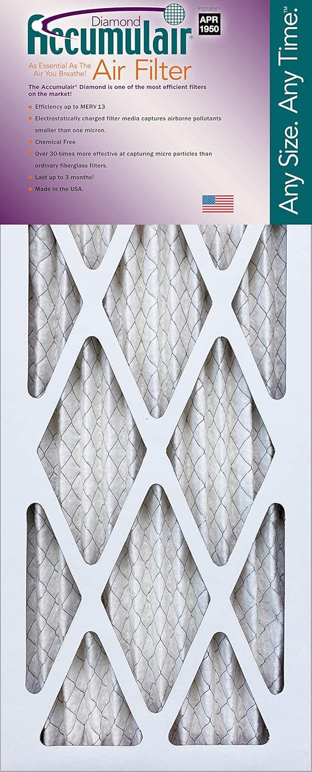 Accumulair Diamond 10x24x1 (9.5x23.5) MERV 13 Air Filter/Furnace Filters (2 pack)