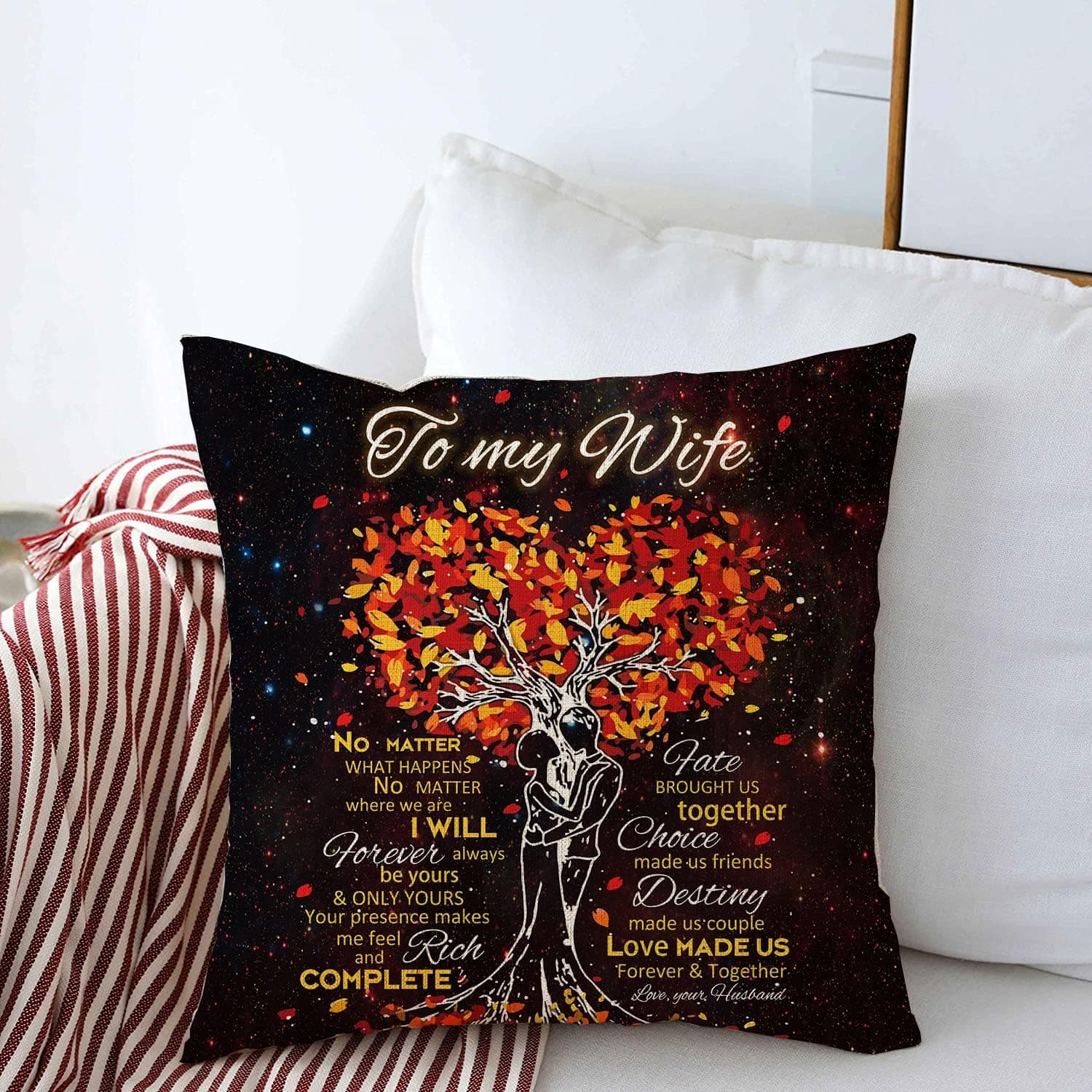 Pubrave Anniversary Birthday Gifts for My Wife from Husband for Women Her|Cotton Imitation Linen Throw Pillowcase Decorative Cushion Cover Pillowcase Sofa 18''x 18'' (1452s3-8)