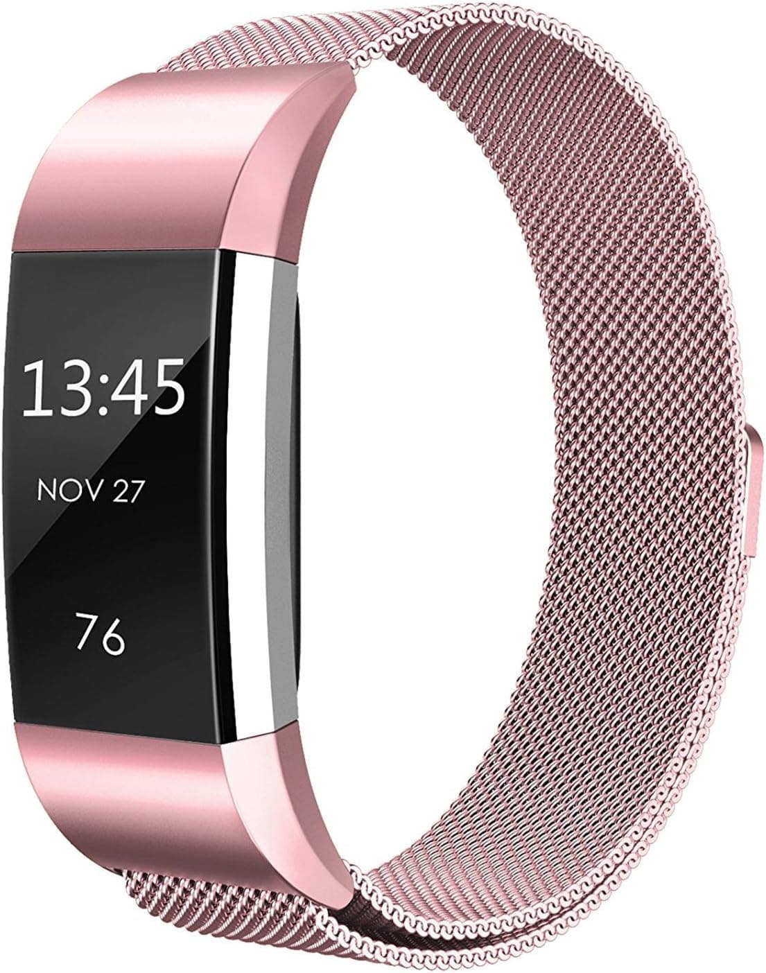 Metal Band for Charge 2 Bands Small Large, Stainless Steel Metal Replacement Band Strap with Unique Magnet Lock for Charge 2 (Pink, Large)