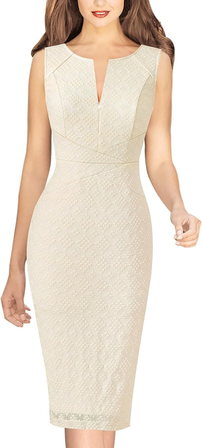 VFSHOW Womens Front Zipper Slim Work Office Business Cocktail Party Pencil Dress