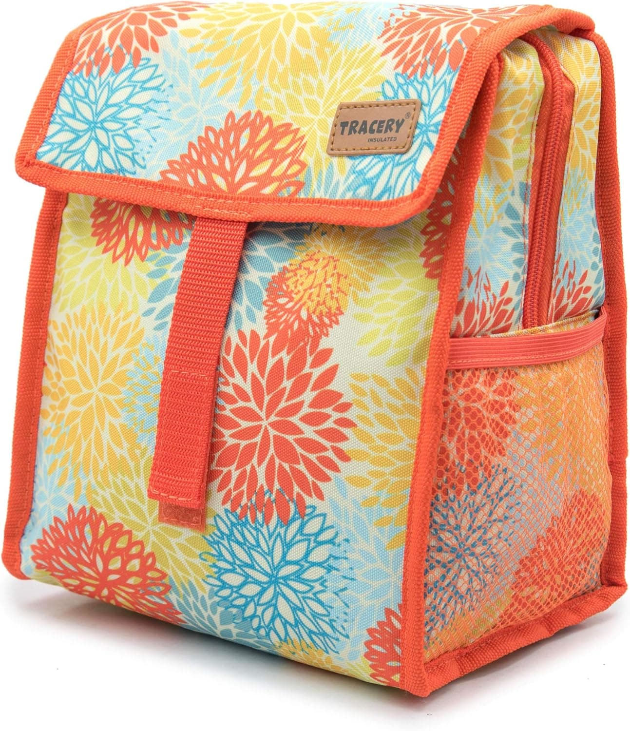 TRACERY 9 Can Lunch Bag Reusable Multipal Uses Folding Padded Tote Bag with Zip Closure (Daisy)