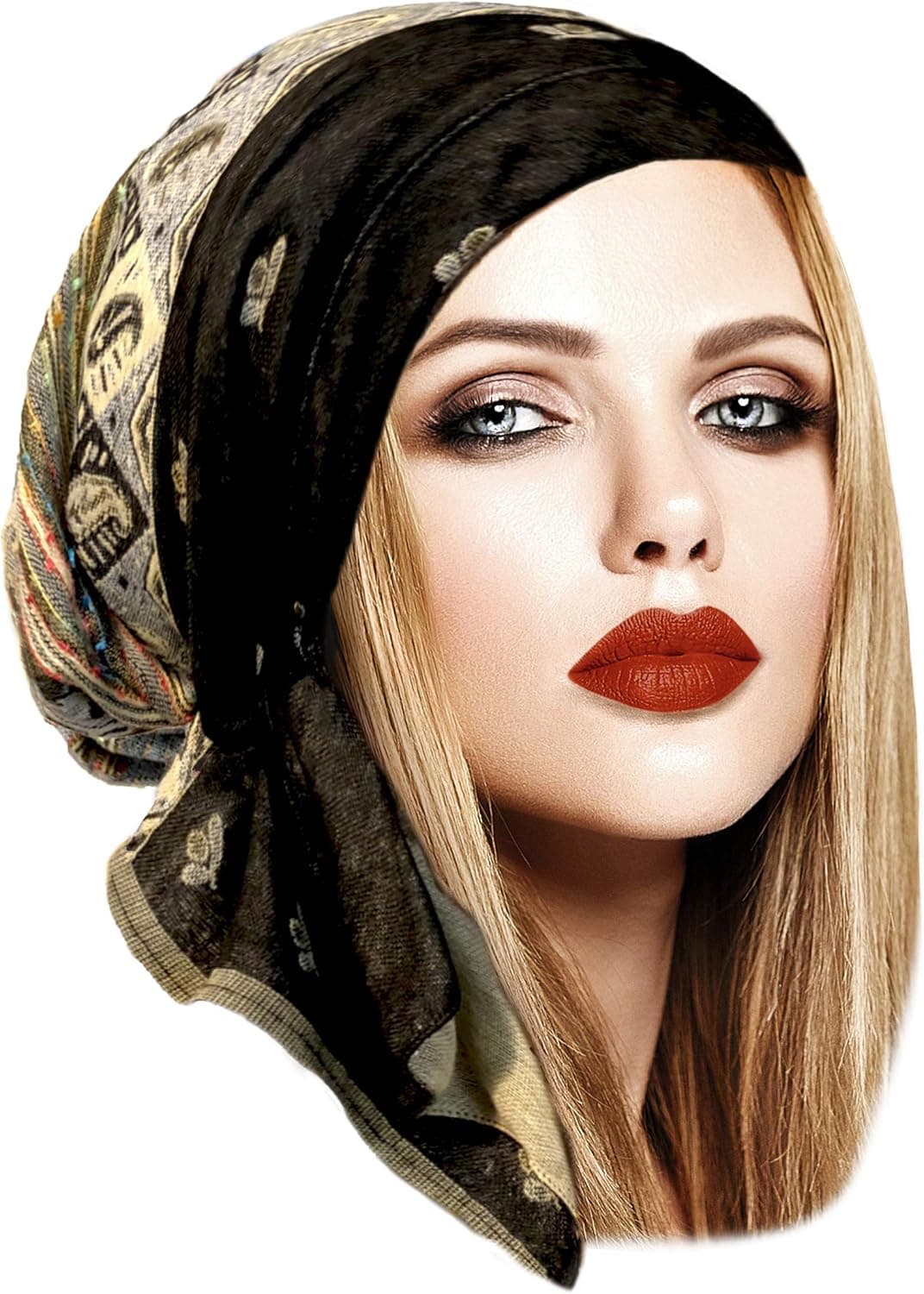ShariRose Cashmere Headscarf Headwear for Women Tichel Super Soft Headcovering Head cover Head wear Pre tied Bandana Handmade