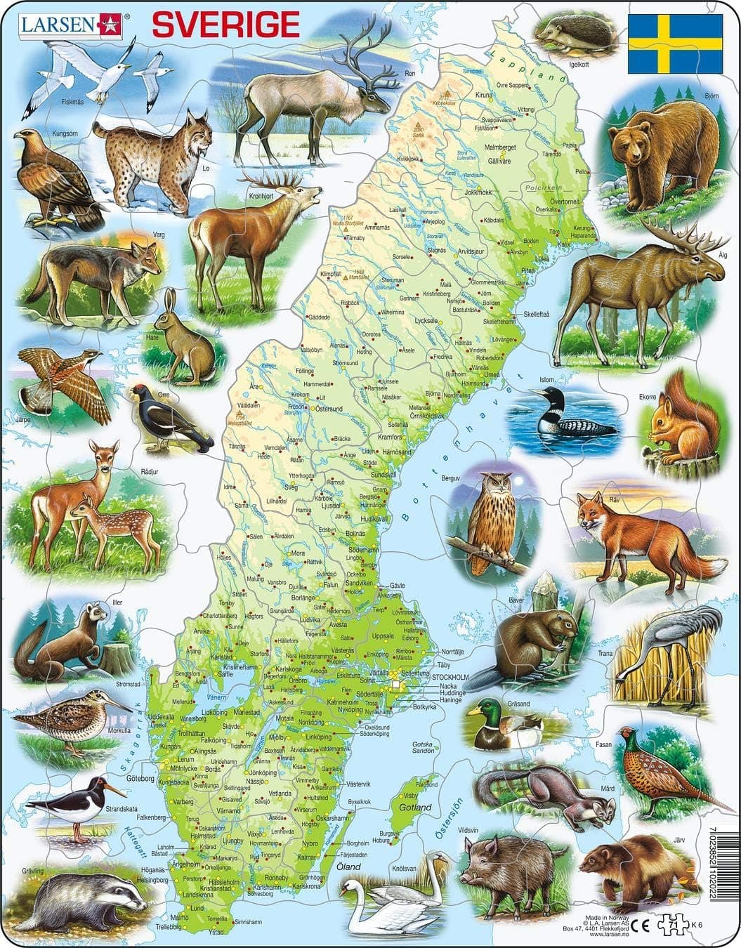 Larsen Sweden Physical Puzzle with Animals Puzzle (71 Piece)