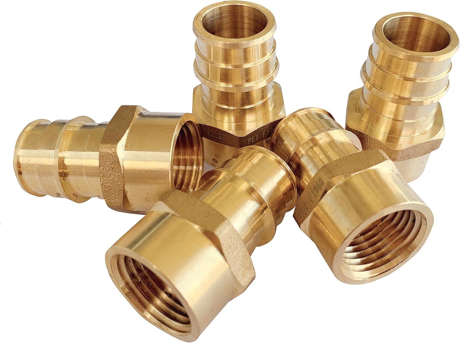 (Pack of 5) EFIELD Pex A Full Flow Expansion Brass Fittings 3/4"x 1/2" Female NPT Adapter, ASTM F1960