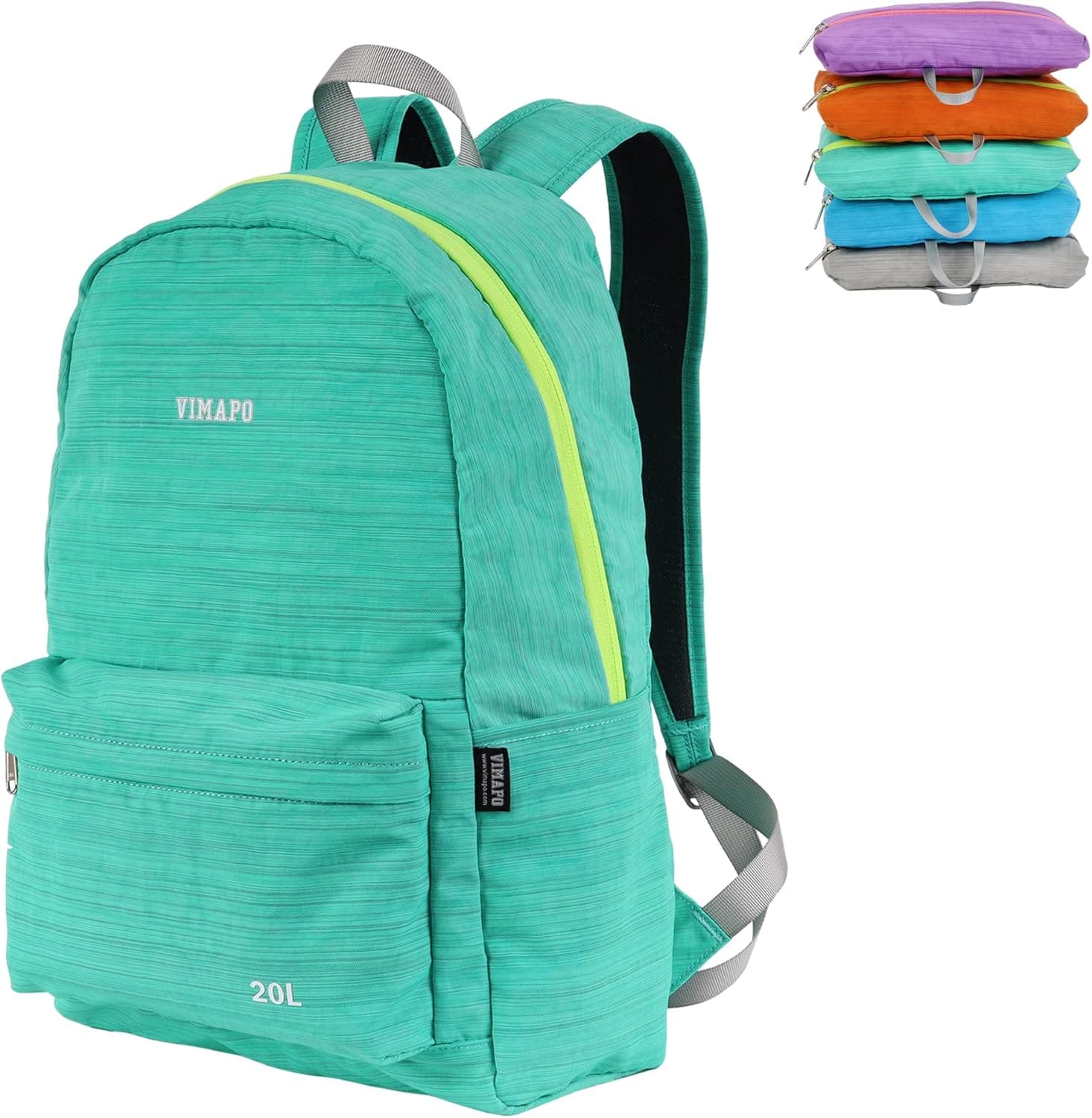 vimapo Lightweight Nylon Foldable Backpack for Travel, 20L Packable Hiking Daypack, Camping Outdoor Cycling Bag for Adults (Green)