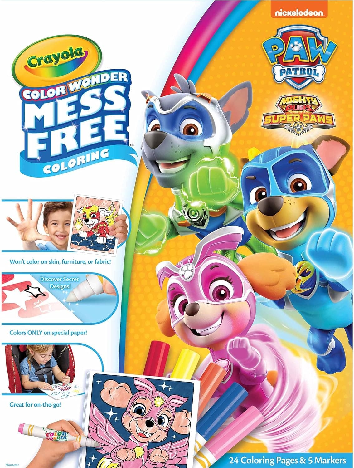 Crayola Paw Patrol Color Wonder Set, 24 Mess Free Coloring Pages & 5 Markers, Gift for Kids, Age 3, 4, 5, 6 [Amazon Exclusive]