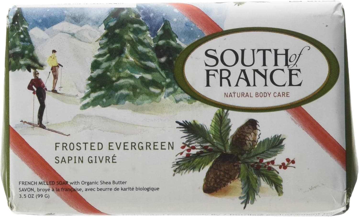 South of France Frosted Evergreen Bar Soap, 3.5 oz Bar