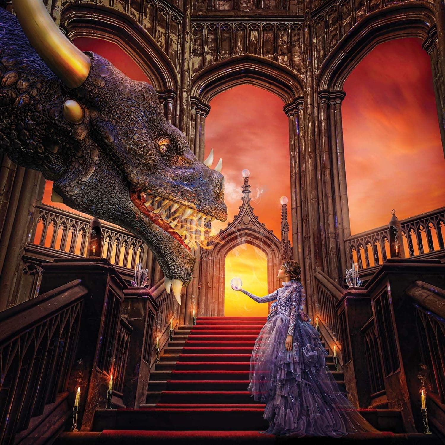 A Girl & Her Dragon Puzzle By Tara Lesher | Fairytale Castle 500 Piece Jigsaw Puzzle For Adults And Kids | Interactive Brain Teaser for Family Game Night | 18 x 18 Inches