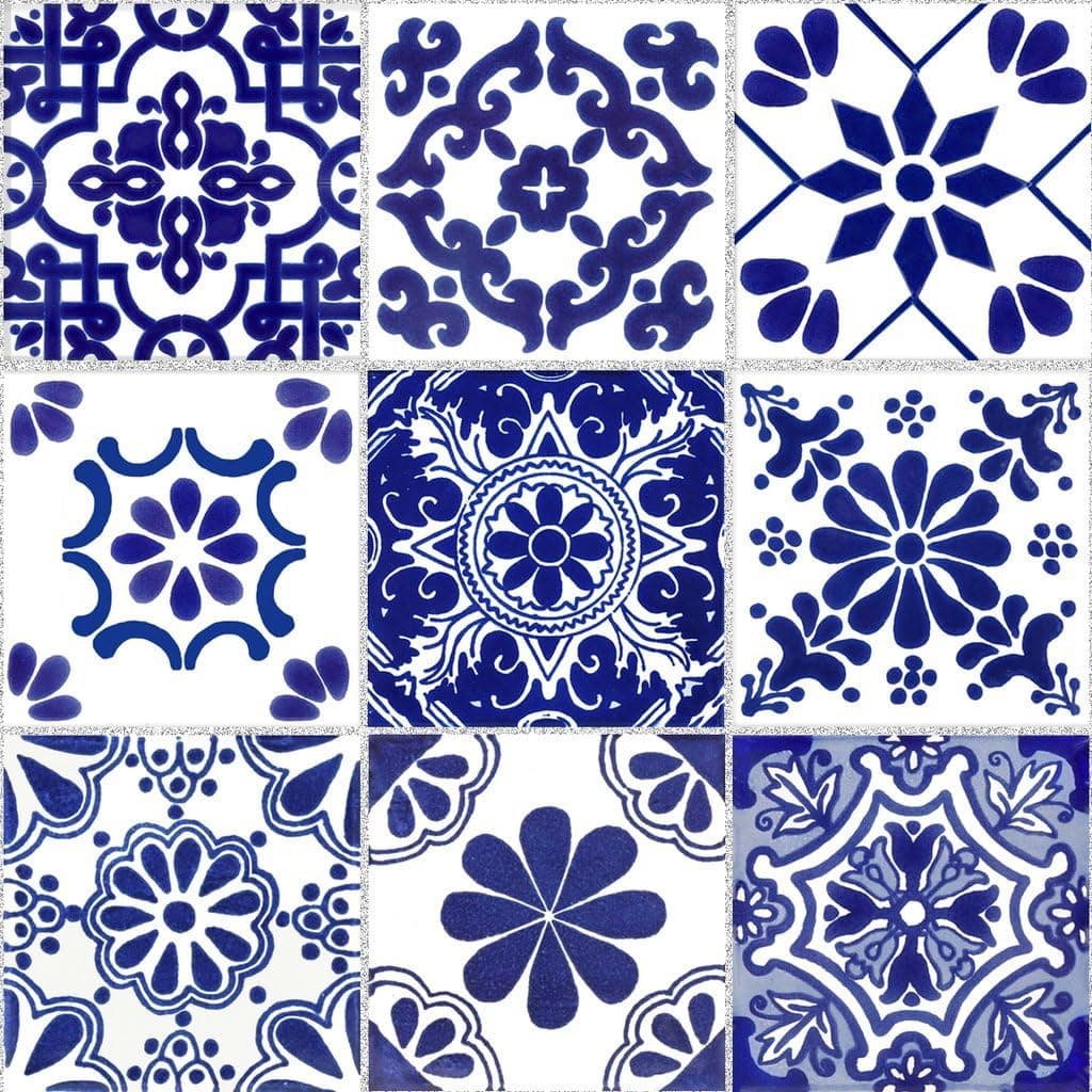 SnazzyDecal Tile Stickers Mexican Talavera 12pc 4-1/4in Peel and Stick for Kitchen and Bath TR007-4Q